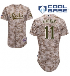 Men's Majestic Cincinnati Reds #11 Barry Larkin Authentic Camo Alternate Cool Base MLB Jersey