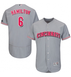 Men's Majestic Cincinnati Reds #6 Billy Hamilton Grey Flexbase Authentic Collection MLB Jersey
