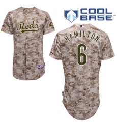 Men's Majestic Cincinnati Reds #6 Billy Hamilton Replica Camo Alternate Cool Base MLB Jersey
