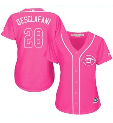 Women's Majestic Cincinnati Reds #28 Anthony DeSclafani Authentic Pink Fashion Cool Base MLB Jersey