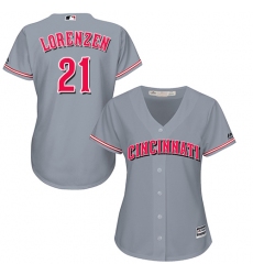 Women's Majestic Cincinnati Reds #21 Michael Lorenzen Authentic Grey Road Cool Base MLB Jersey