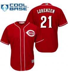 Youth Majestic Cincinnati Reds #21 Michael Lorenzen Authentic Red Alternate Cool Base MLB Jersey
