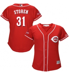 Women's Majestic Cincinnati Reds #31 Drew Storen Authentic Red Alternate Cool Base MLB Jersey