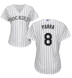 Women's Majestic Colorado Rockies #8 Gerardo Parra Authentic White Home Cool Base MLB Jersey