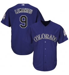 Men's Majestic Colorado Rockies #9 DJ LeMahieu Replica Purple Alternate 1 Cool Base MLB Jersey