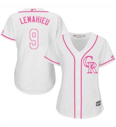 Women's Majestic Colorado Rockies #9 DJ LeMahieu Authentic White Fashion Cool Base MLB Jersey
