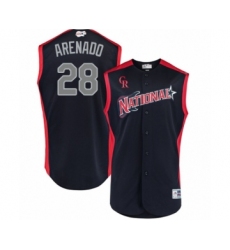 Men's Colorado Rockies #28 Nolan Arenado Authentic Navy Blue National League 2019 Baseball All-Star Jersey