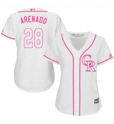 Women's Majestic Colorado Rockies #28 Nolan Arenado Authentic White Fashion Cool Base MLB Jersey