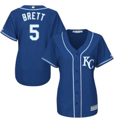 Women's Majestic Kansas City Royals #5 George Brett Replica Blue Alternate 2 Cool Base MLB Jersey
