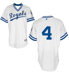 Men's Majestic Kansas City Royals #4 Alex Gordon Replica White 1974 Turn Back The Clock MLB Jersey