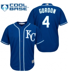 Youth Majestic Kansas City Royals #4 Alex Gordon Authentic Blue Cool Base MLB Jersey