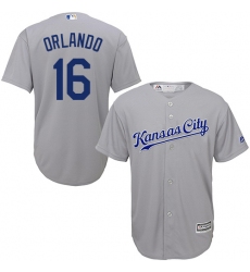 Men's Majestic Kansas City Royals #16 Paulo Orlando Replica Grey Road Cool Base MLB Jersey