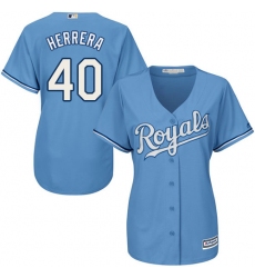 Women's Majestic Kansas City Royals #40 Kelvin Herrera Authentic Light Blue Alternate 1 Cool Base MLB Jersey