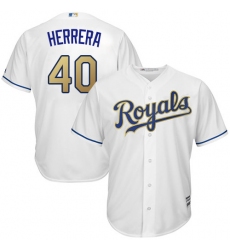 Youth Majestic Kansas City Royals #40 Kelvin Herrera Authentic White Home Cool Base MLB Jersey