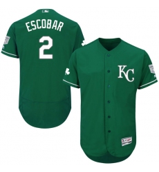 Men's Majestic Kansas City Royals #2 Alcides Escobar Green Celtic Flexbase Authentic Collection MLB Jersey
