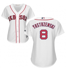 Women's Majestic Boston Red Sox #8 Carl Yastrzemski Authentic White Home MLB Jersey