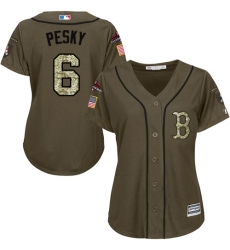 Women's Majestic Boston Red Sox #6 Johnny Pesky Authentic Green Salute to Service 2018 World Series Champions MLB Jersey
