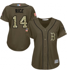 Women's Majestic Boston Red Sox #14 Jim Rice Replica Green Salute to Service MLB Jersey