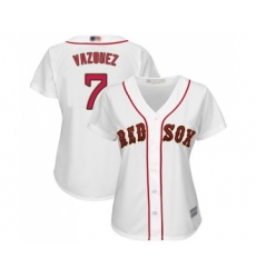 Women's Boston Red Sox #7 Christian Vazquez Authentic White 2019 Gold Program Cool Base Baseball Jersey