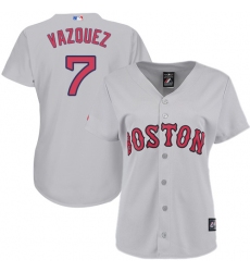 Women's Majestic Boston Red Sox #7 Christian Vazquez Replica Grey Road MLB Jersey