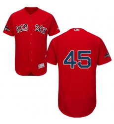 Men's Majestic Boston Red Sox #45 Pedro Martinez Red Alternate Flex Base Authentic Collection 2018 World Series Champions MLB Jersey
