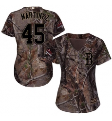 Women's Majestic Boston Red Sox #45 Pedro Martinez Authentic Camo Realtree Collection Flex Base 2018 World Series Champions MLB Jersey