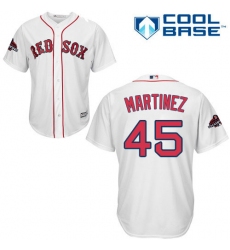 Youth Majestic Boston Red Sox #45 Pedro Martinez Authentic White Home Cool Base 2018 World Series Champions MLB Jersey