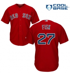 Youth Majestic Boston Red Sox #27 Carlton Fisk Replica Red Alternate Home Cool Base MLB Jersey