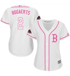 Women's Majestic Boston Red Sox #2 Xander Bogaerts Authentic White Fashion 2018 World Series Champions MLB Jersey