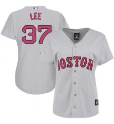 Women's Majestic Boston Red Sox #37 Bill Lee Authentic Grey Road MLB Jersey