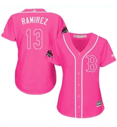 Women's Majestic Boston Red Sox #13 Hanley Ramirez Authentic Pink Fashion 2018 World Series Champions MLB Jersey