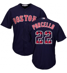 Men's Majestic Boston Red Sox #22 Rick Porcello Authentic Navy Blue Team Logo Fashion Cool Base MLB Jersey