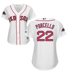 Women's Majestic Boston Red Sox #22 Rick Porcello Authentic White Home 2018 World Series Champions MLB Jersey