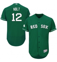 Men's Majestic Boston Red Sox #12 Brock Holt Green Celtic Flexbase Authentic Collection MLB Jersey