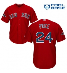 Youth Majestic Boston Red Sox #24 David Price Authentic Red Alternate Home Cool Base 2018 World Series Champions MLB Jersey