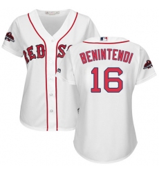Women's Majestic Boston Red Sox #16 Andrew Benintendi Authentic White Home 2018 World Series Champions MLB Jersey