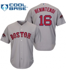 Youth Majestic Boston Red Sox #16 Andrew Benintendi Authentic Grey Road Cool Base 2018 World Series Champions MLB Jersey