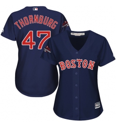 Women's Majestic Boston Red Sox #47 Tyler Thornburg Authentic Navy Blue Alternate Road 2018 World Series Champions MLB Jersey