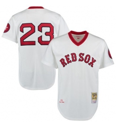 Men's Mitchell and Ness 1975 Boston Red Sox #23 Luis Tiant Replica White Throwback MLB Jersey