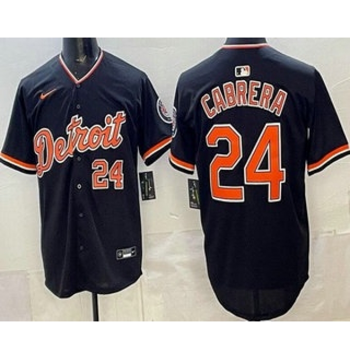 Men's Detroit Tigers #24 Miguel Cabrera Navy Limited Jersey