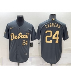 Men's Detroit Tigers #24 Miguel Cabrera Number Grey 2022 All Star Stitched Cool Base Nike Jersey