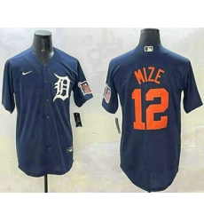 Men's Detroit Tigers #12 Casey Mize Navy Alternate With Cool Base Stitched Jersey