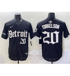 Men's Detroit Tigers #20 Spencer Torkelson Black 'Motor Gothic Edition' Vapor Premier Limited Stitched Baseball Jersey
