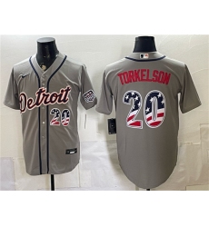 Men's Detroit Tigers #20 Spencer Torkelson Gray 2026 USA 250 Fourth of July Stitched Baseball Jersey
