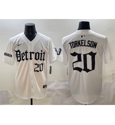Men's Detroit Tigers #20 Spencer Torkelson White 'Motor Gothic Edition' Vapor Premier Limited Stitched Baseball Jersey