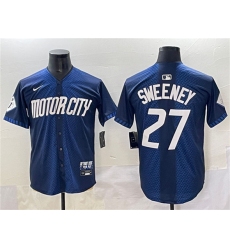 Men's Detroit Tigers #27 Trey Sweeney 2024 Navy City Connect Cool Base Limited Stitched Baseball Jersey