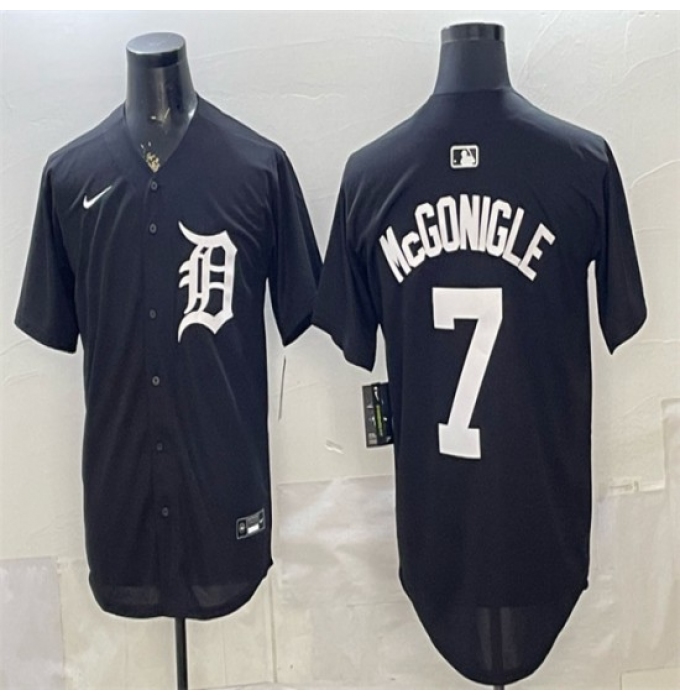 Men's Detroit Tigers #7 Kevin McGonigle Black Limited Stitched Baseball Jersey