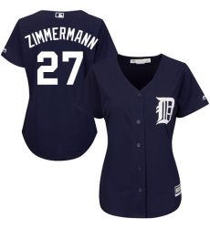 Women's Majestic Detroit Tigers #27 Jordan Zimmermann Replica Navy Blue Alternate Cool Base MLB Jersey