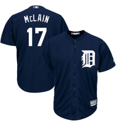 Men's Majestic Detroit Tigers #17 Denny McLain Replica Navy Blue Alternate Cool Base MLB Jersey