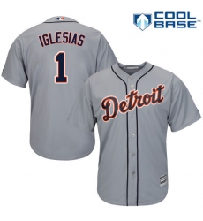 Men's Majestic Detroit Tigers #1 Jose Iglesias Replica Grey Road Cool Base MLB Jersey